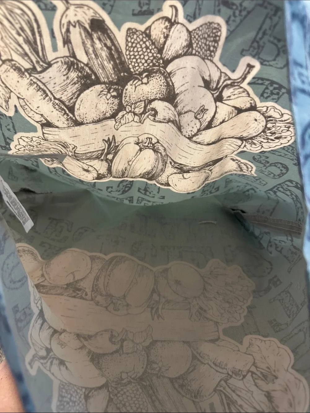 Earthwise vegetables Grocery Market tote bag organic sustainable teal/cream